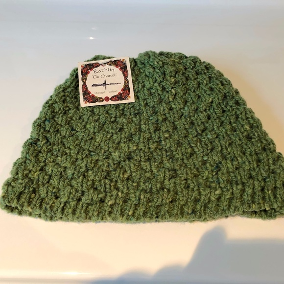 Rathlin Knitware Ireland Accessories - Authentic Hand Loomed Irish Wool Green Cap (OS)